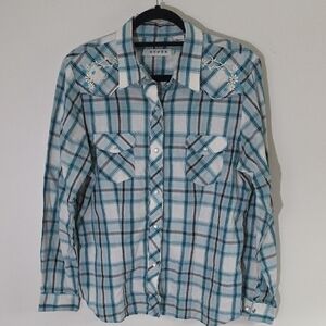 Roper Blue and White Button Down Shirt